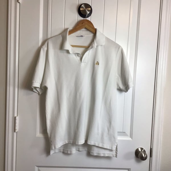 Brooks Brothers White Pique Polo Shirt with Golden Fleece Logo