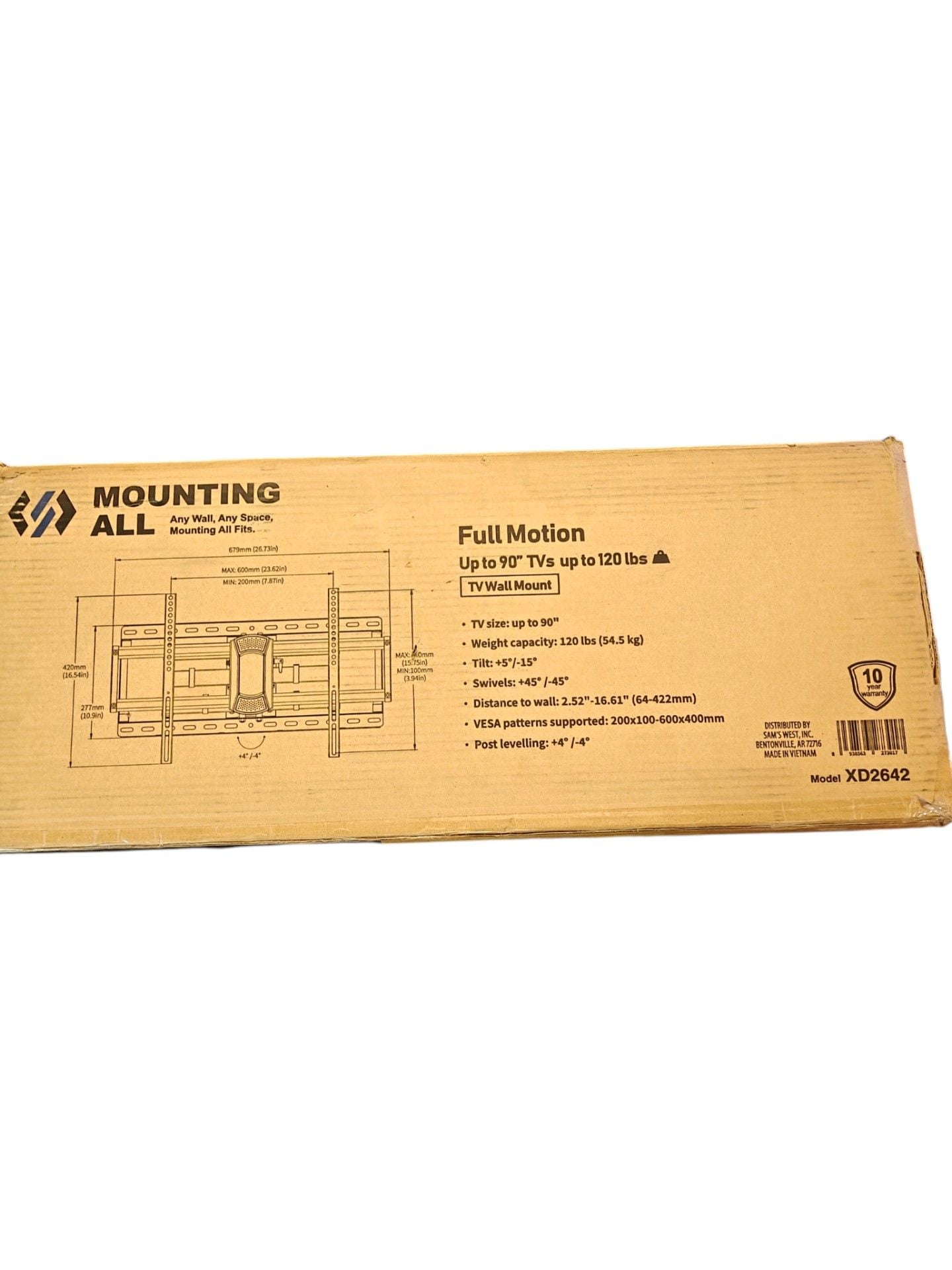 Mounting All Full Motion TV Wall Mount for up to 90" TVs (Model XD2642) 5