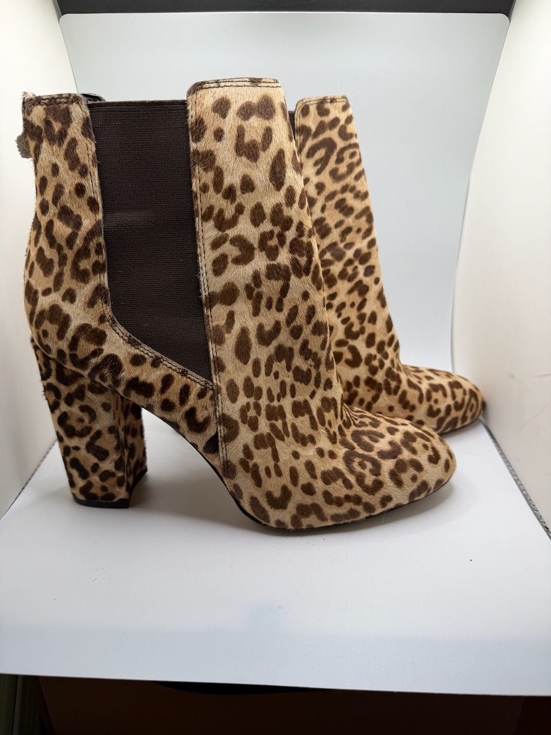 Sam Edelman Leopard Print Calf Hair Chelsea Block Heel Ankle Boots 2