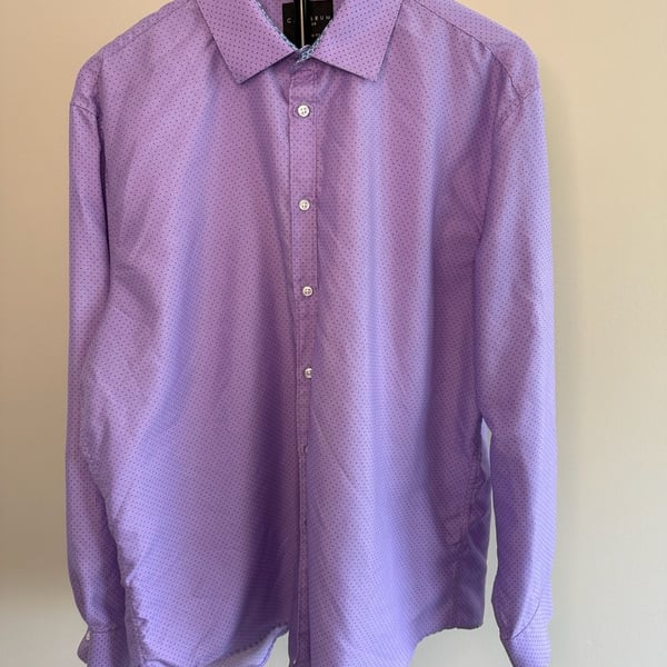 Calabrum London Modern Fit Lilac Dot Long Sleeve Dress Shirt- XL (17-17.5)