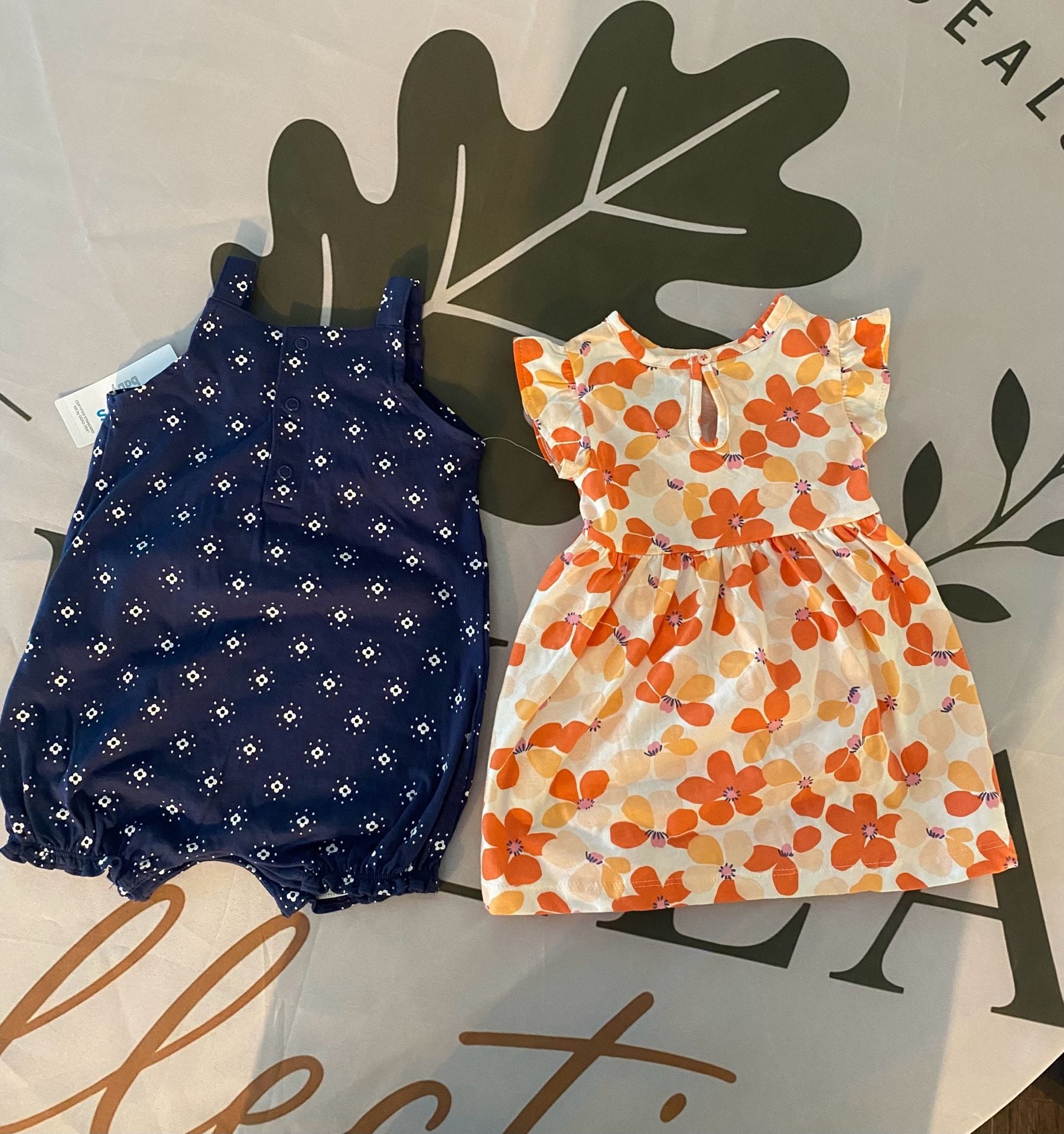 Carter's 12M Baby Girls' 2-Piece Floral Dress and Navy Romper Set 7