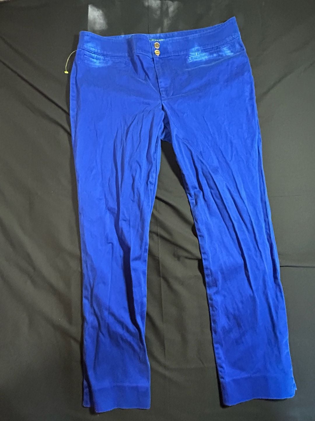 Lauren Ralph Lauren Royal Blue Stretch Dress Pants with Gold Buttons 2