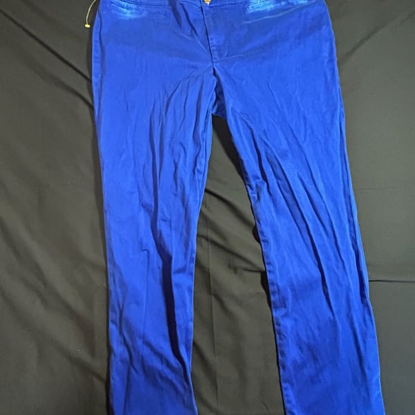 Lauren Ralph Lauren Royal Blue Stretch Dress Pants with Gold Buttons