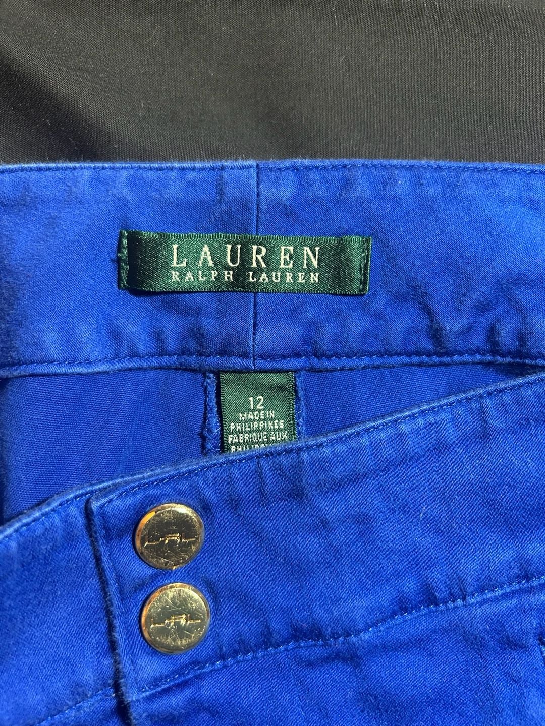 Lauren Ralph Lauren Royal Blue Stretch Dress Pants with Gold Buttons 3