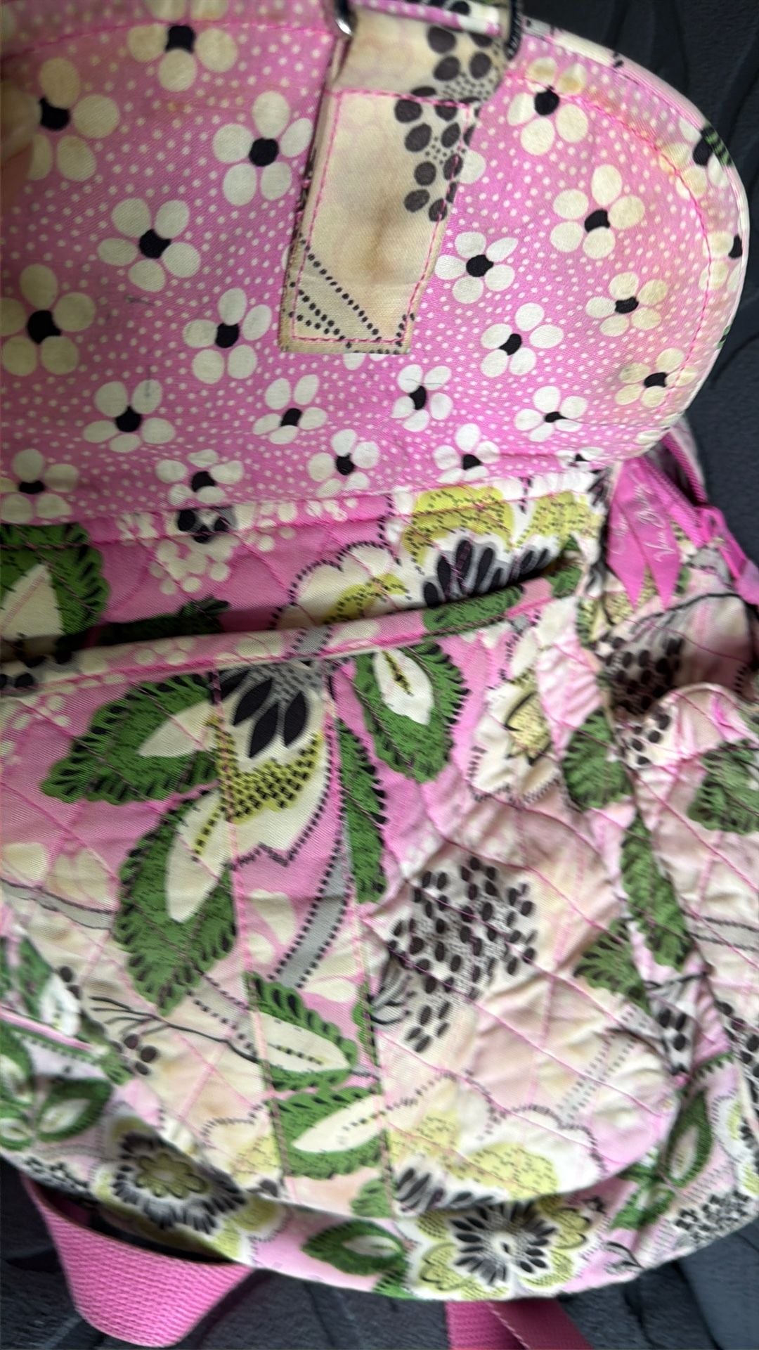 Vera Bradley Quilted Floral Pink and Green Mini Backpack 9