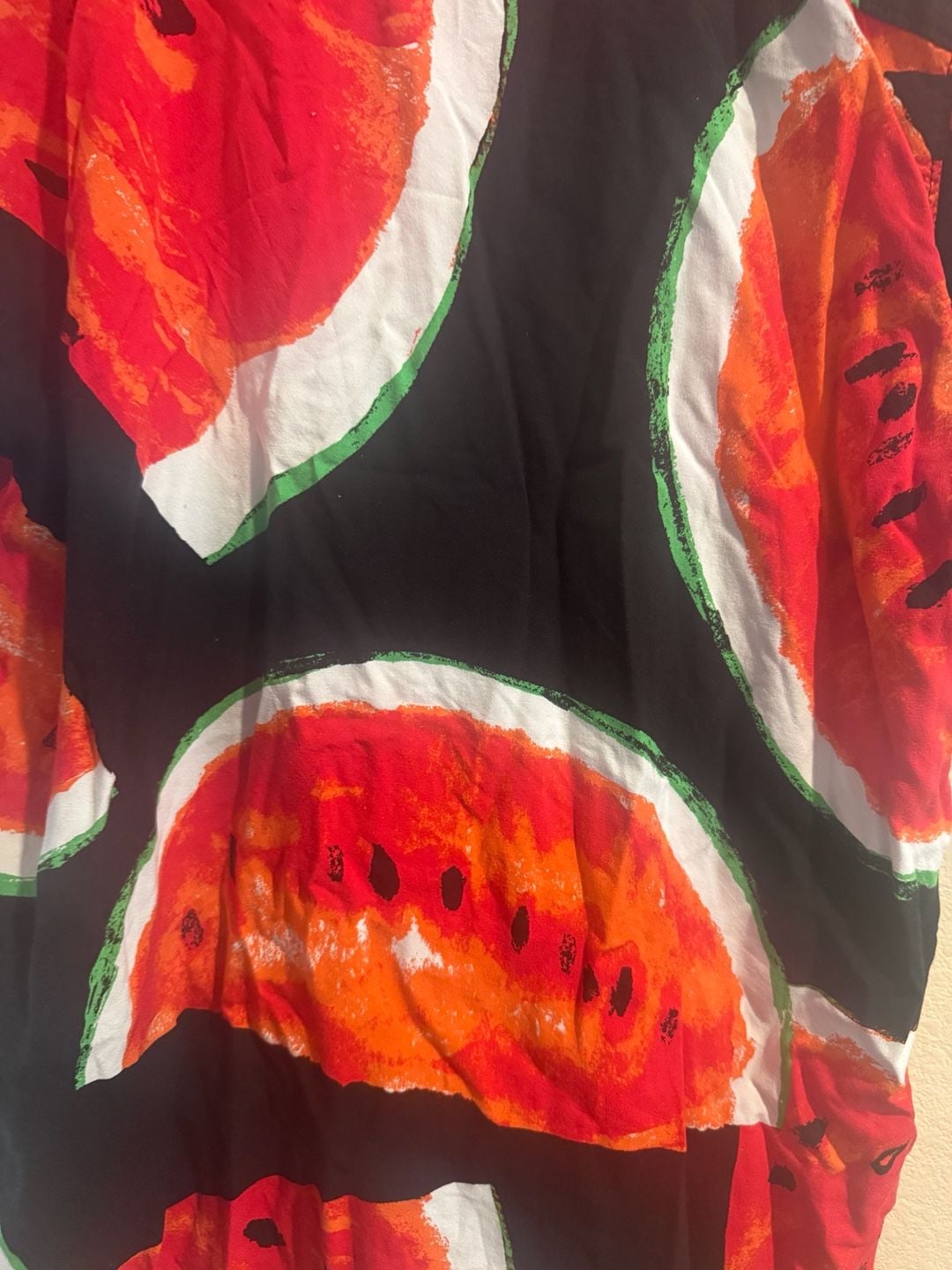 No Boundaries Men's Watermelon Print Short Sleeve Rayon Button-Down Shirt Sz.M 8