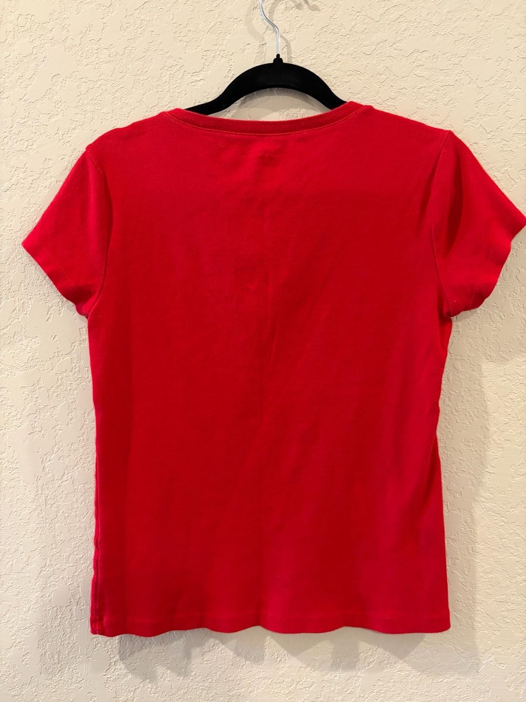 Tommy Hilfiger Women's Short Sleeve V-Neck Solid Red T-Shirt 5
