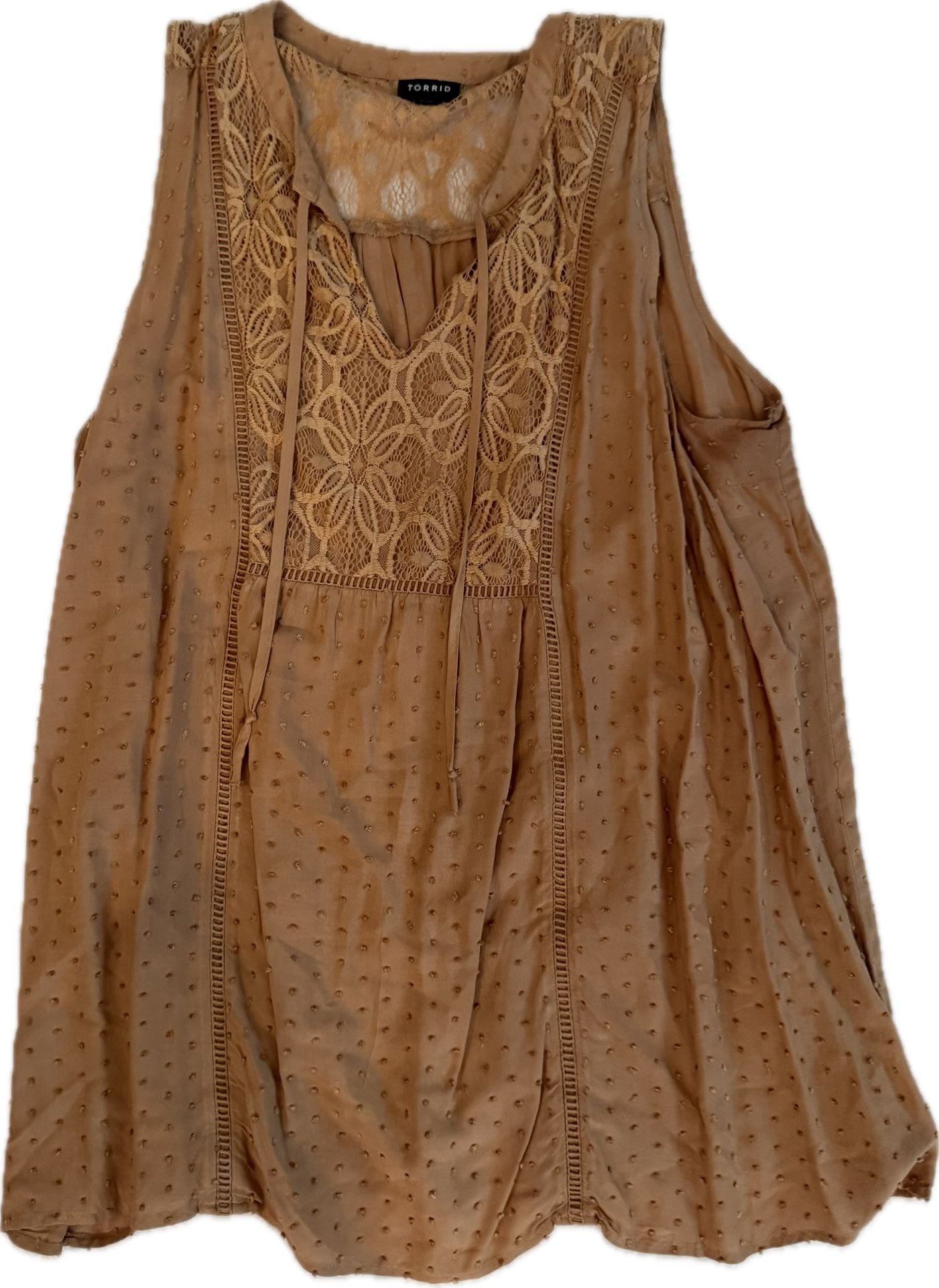 Torrid Rust Crinkle Gauze Sleeveless Clip Dot Texture Top 6