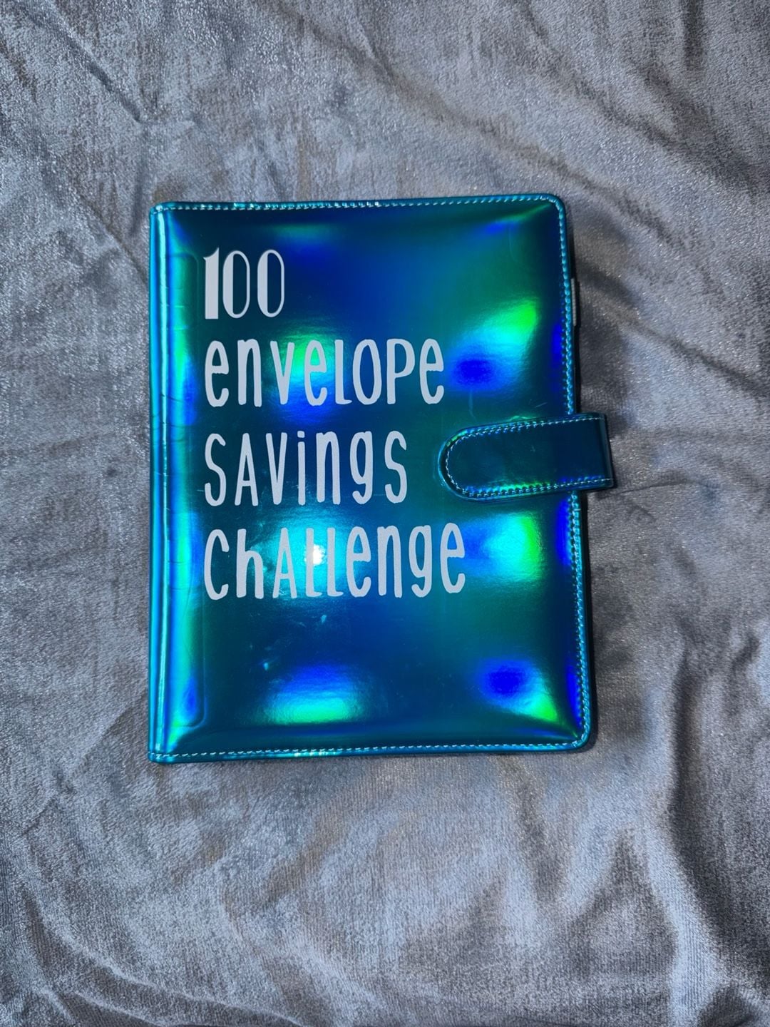 100 Envelope Savings Challenge Binder in Iridescent Blue 1