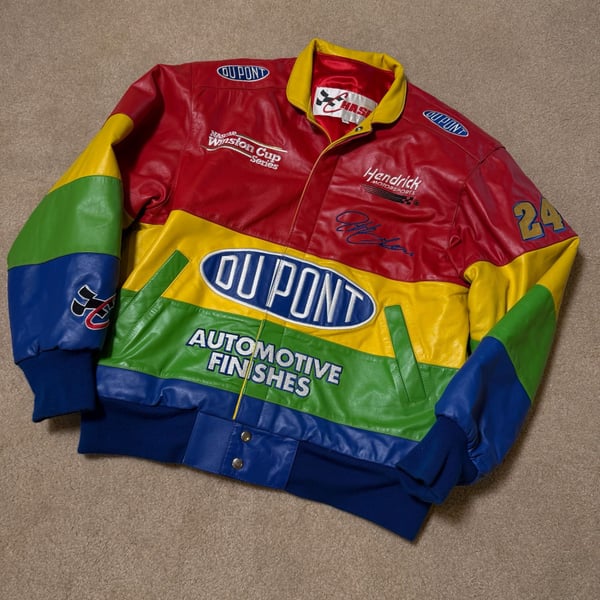 Chase Authentics Jeff Gordon DuPont Rainbow NASCAR Leather Jacket