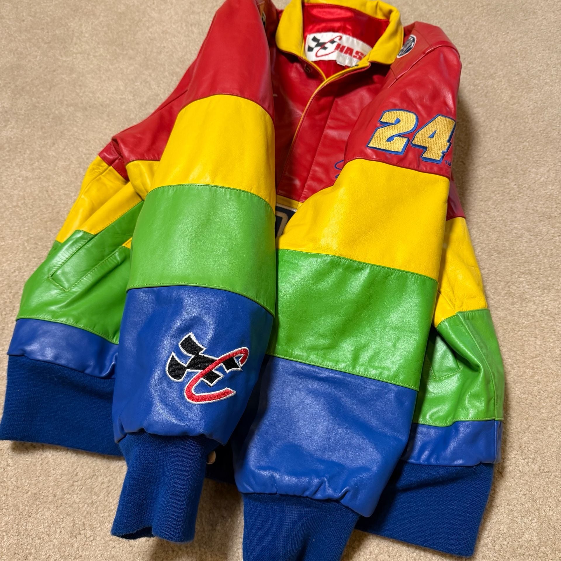 Chase Authentics Jeff Gordon DuPont Rainbow NASCAR Leather Jacket 5