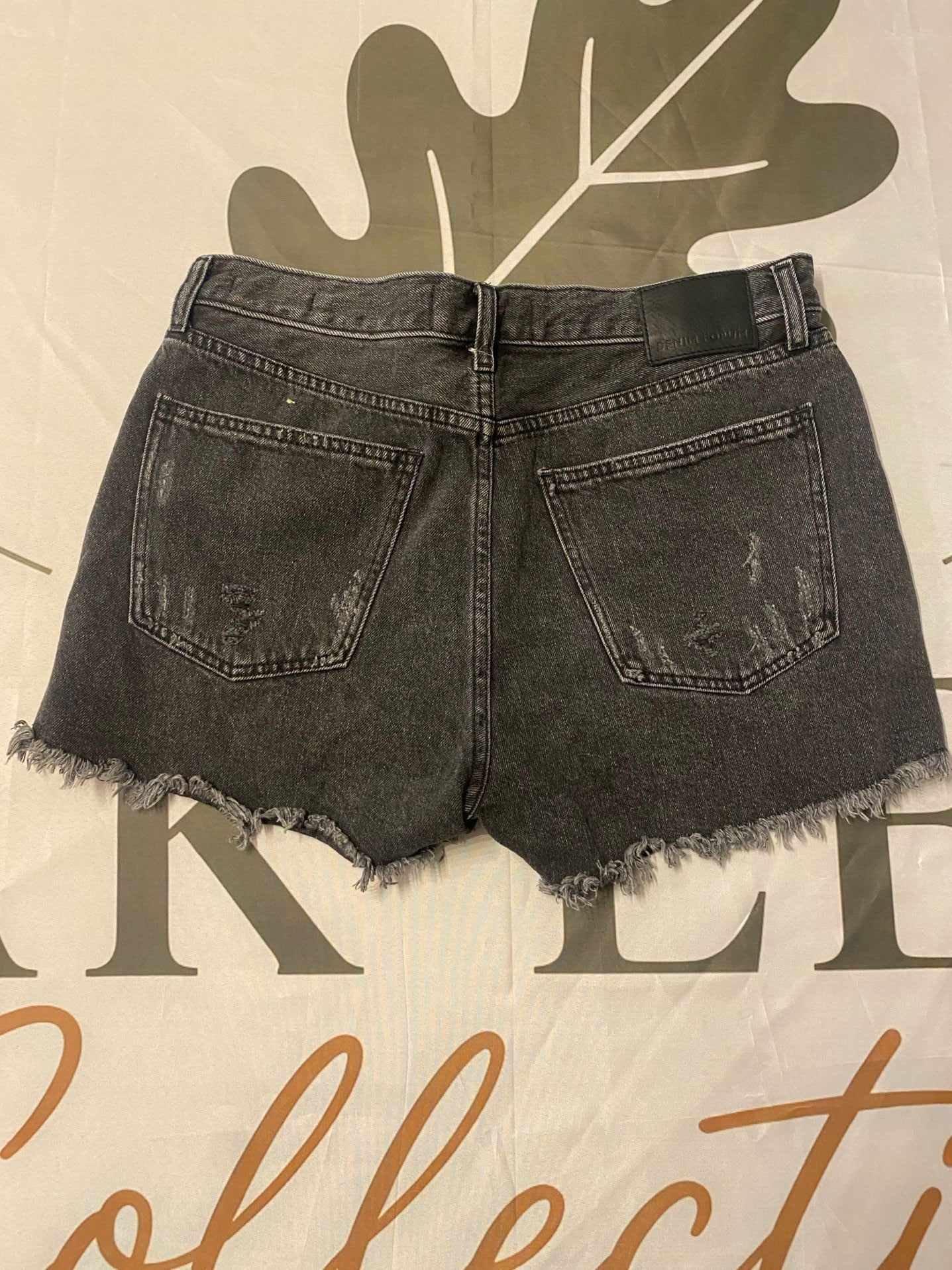 Denim Forum The Ex Boyfriend Short Black Distressed Raw Hem Denim Shorts 8