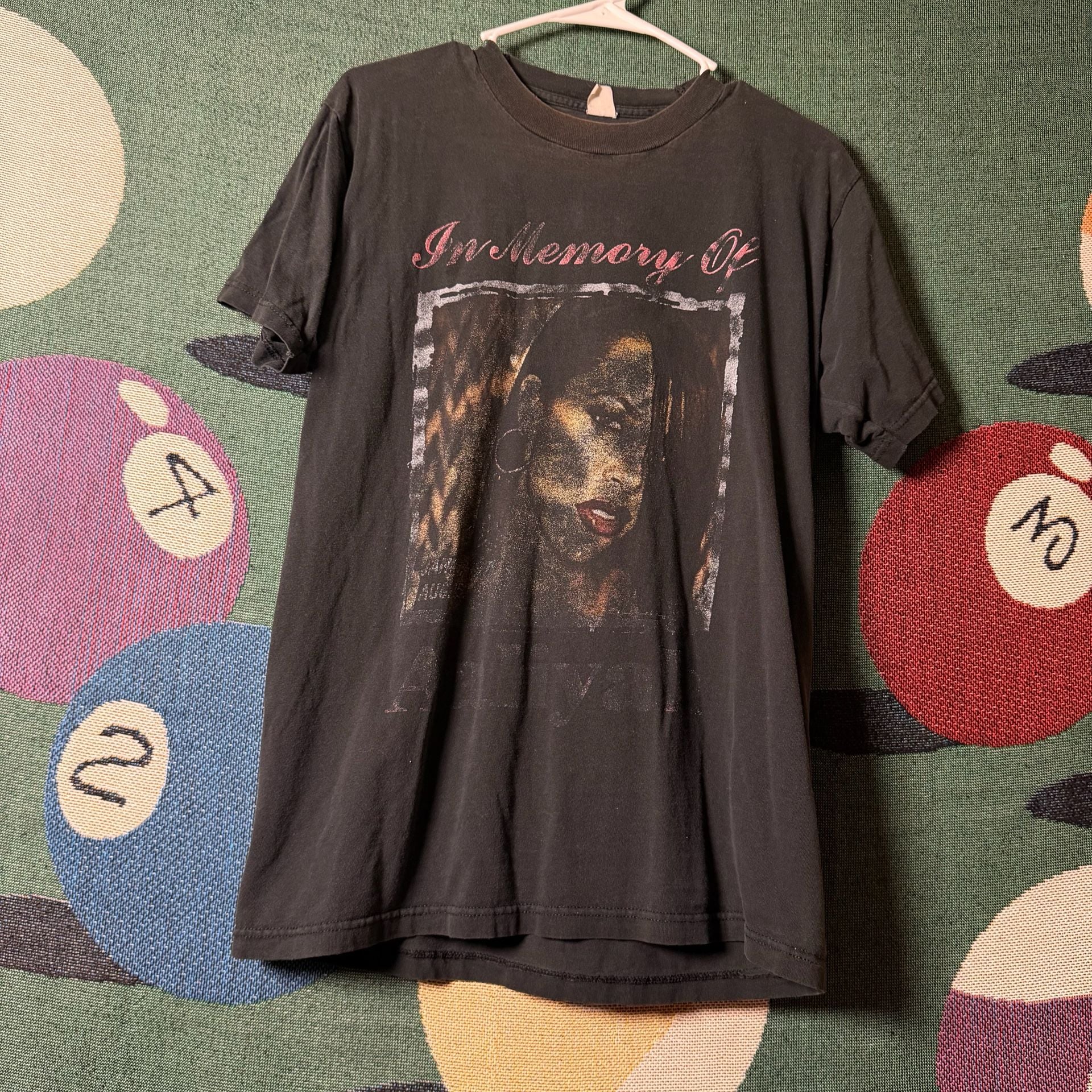 Vintage Aaliyah In Memory Of Try Again Double Sided Graphic T-Shirt 1