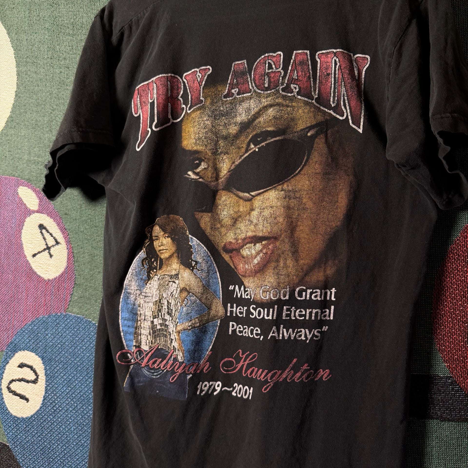 Vintage Aaliyah In Memory Of Try Again Double Sided Graphic T-Shirt 4