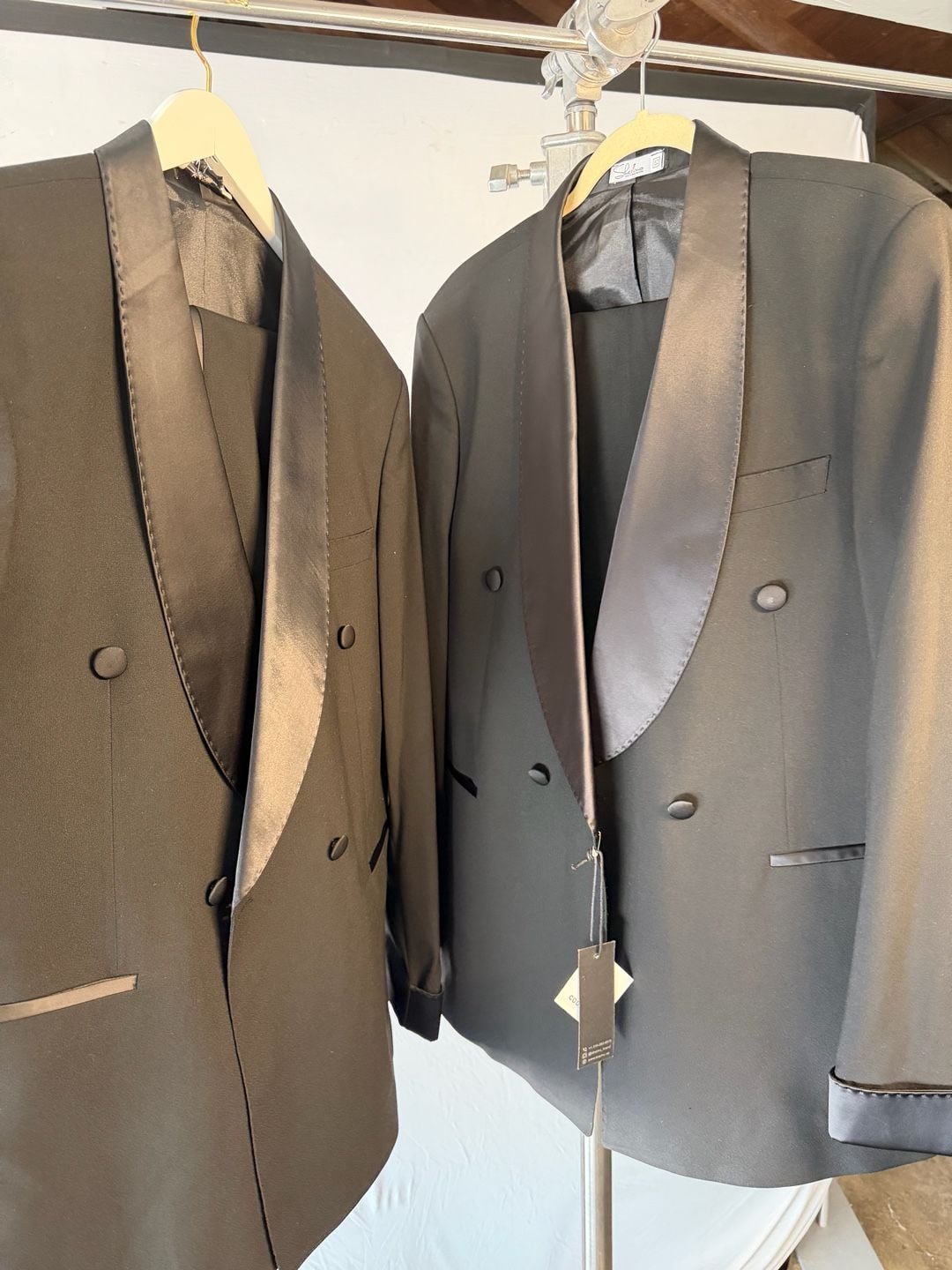 Sherino Men’s Tuxedo 52 / US 42 Double Breasted Shawl Collar Satin Lapel Black NWT 1