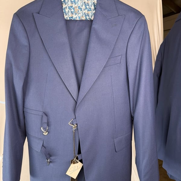 Sherino Walk To Elegance Navy Blue Suit with Brooch Detail