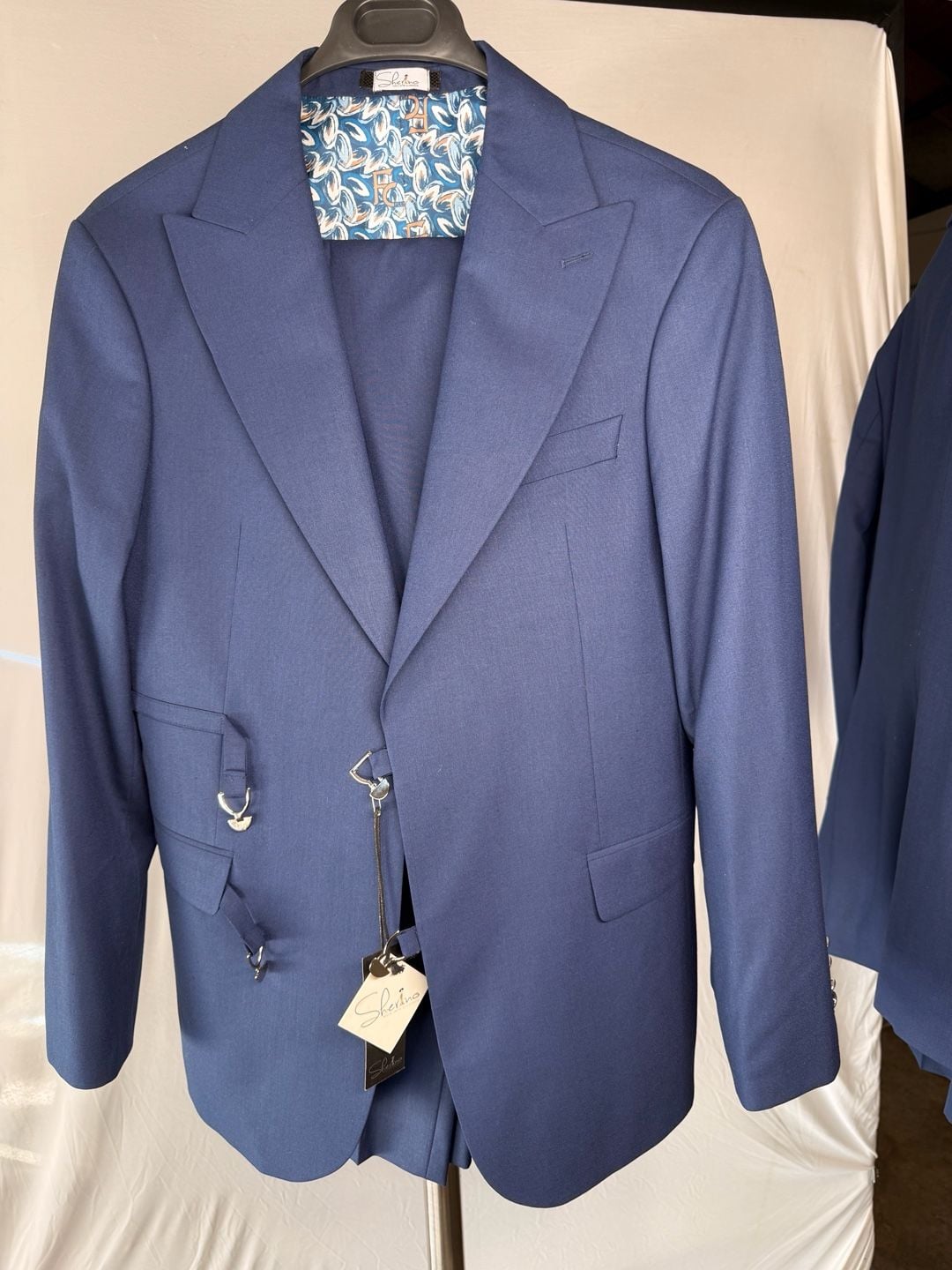 Sherino Walk To Elegance Navy Blue Suit with Brooch Detail 7