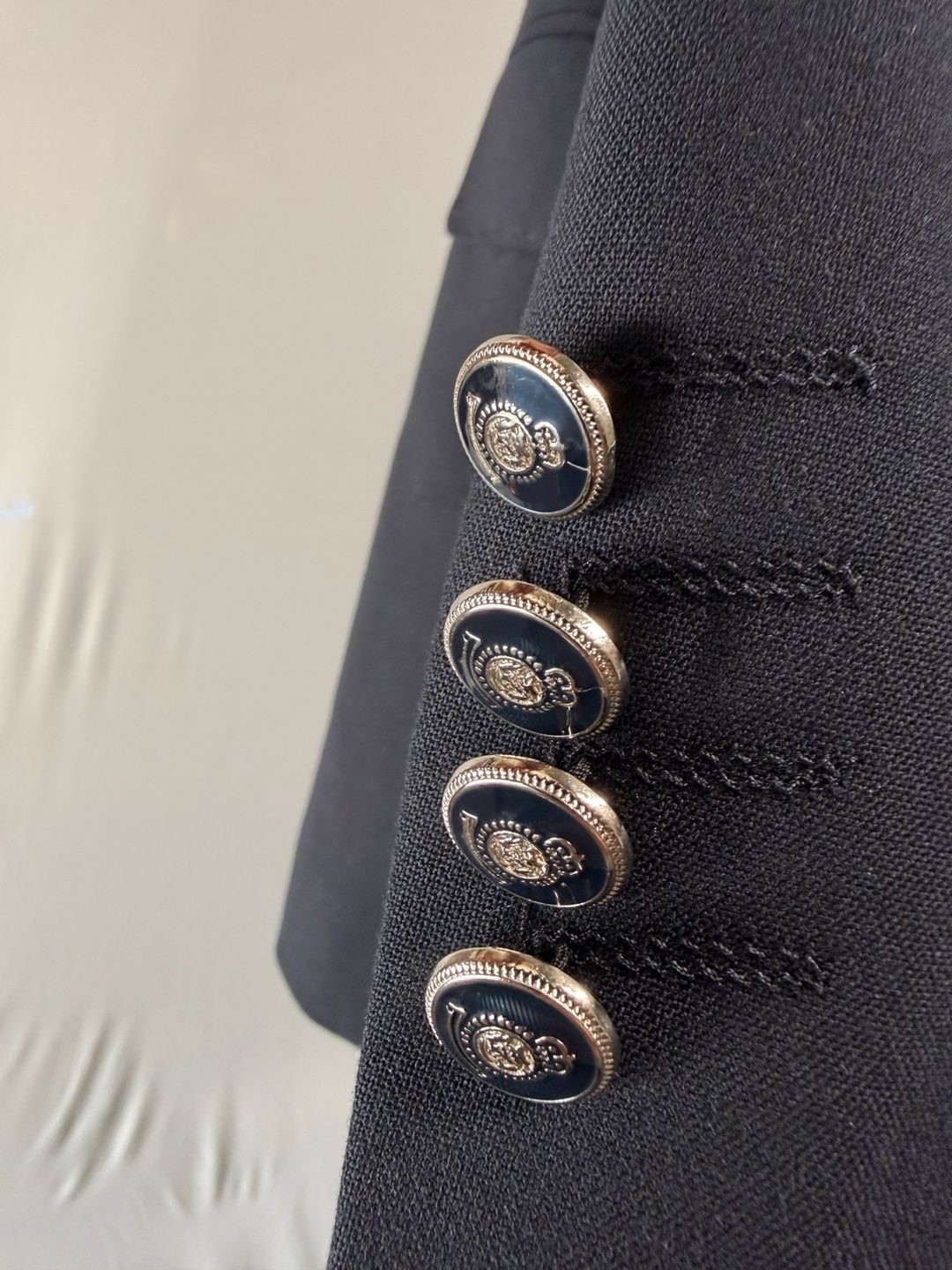 Sherino Men's Double-Breasted Navy Suit with Crest Buttons, Made in Turkey 2