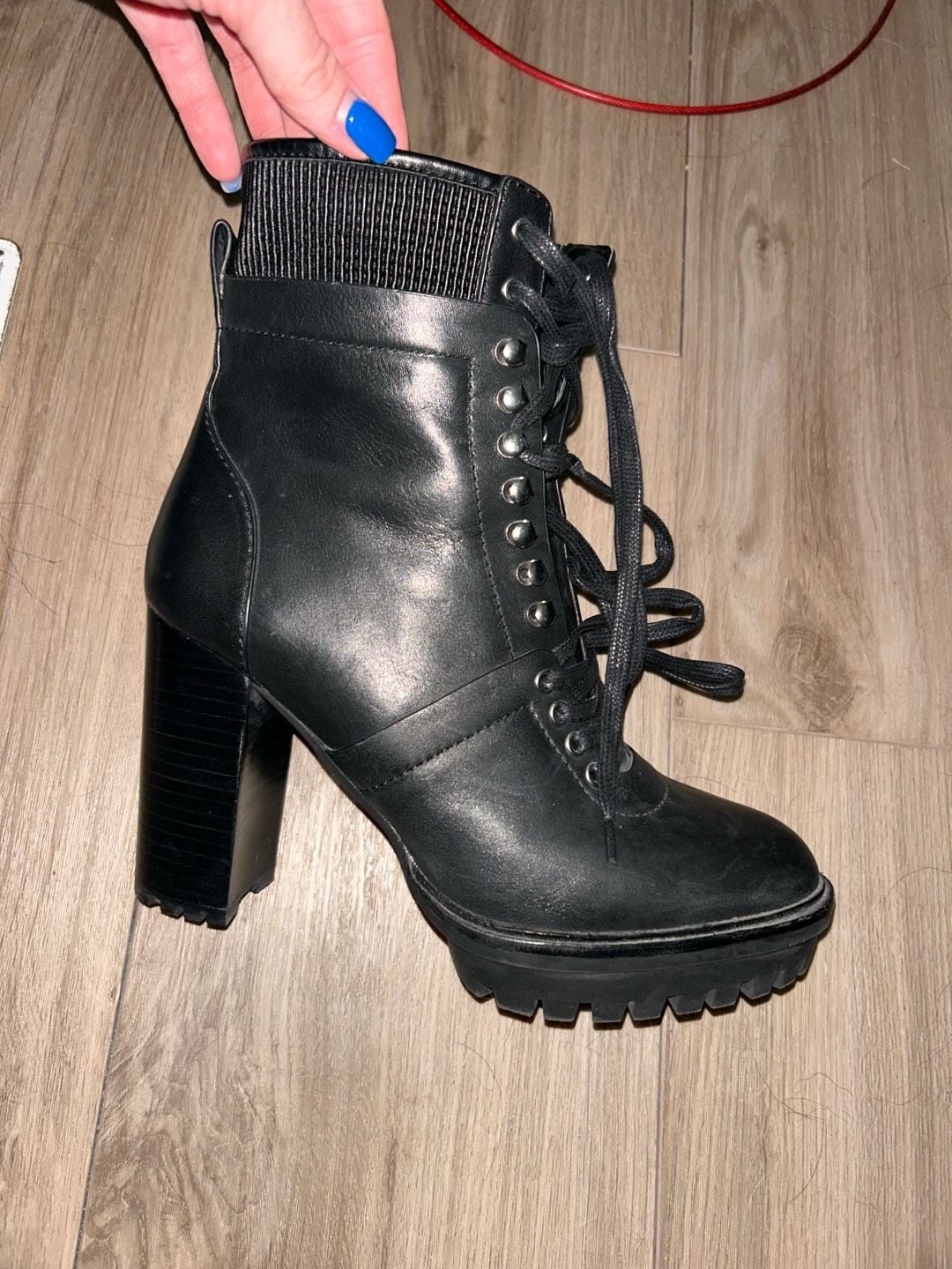 Vince Camuto Emebrila Black Lace-Up Platform Combat Boots 2