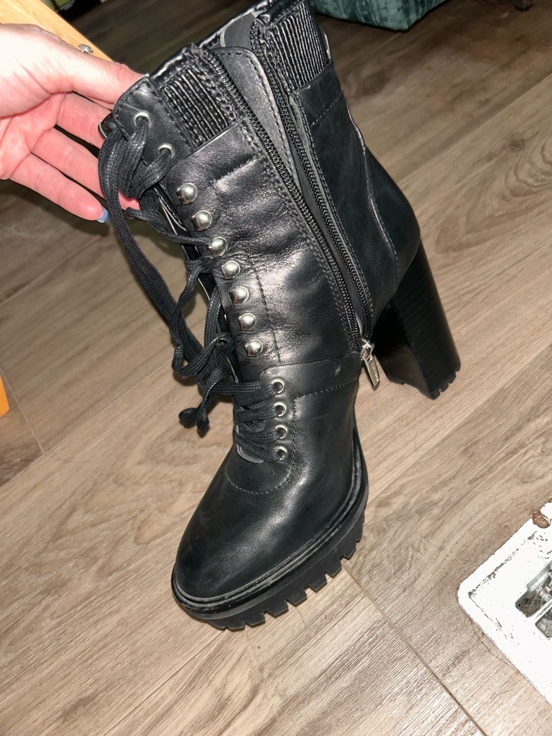Vince Camuto Emebrila Black Lace-Up Platform Combat Boots 3