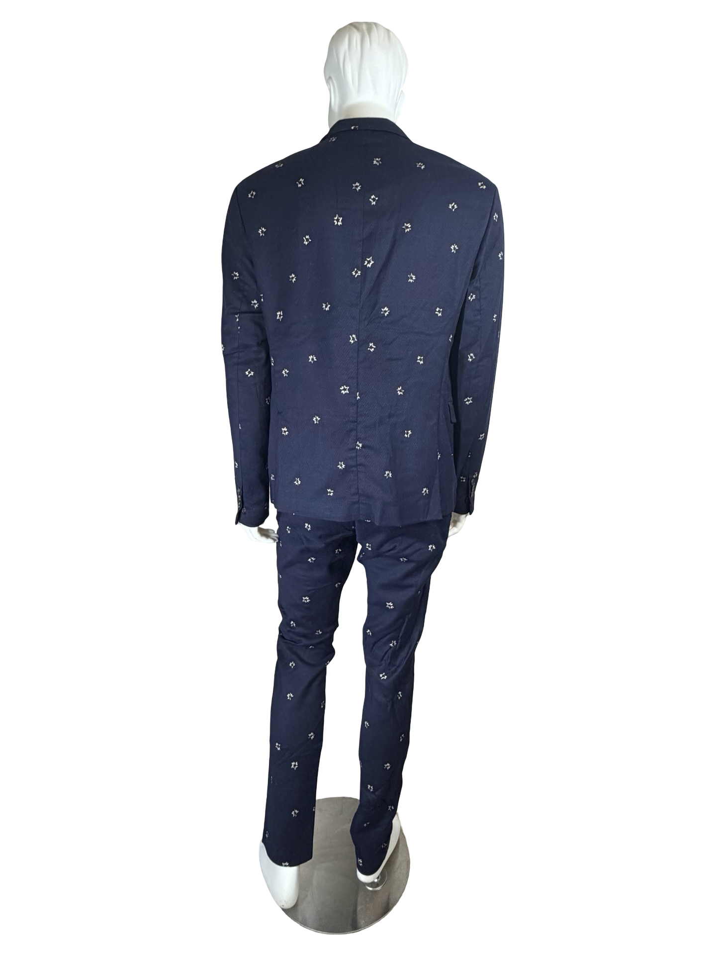 Neil Barrett Navy Blue Star Suit Set 44R Jacket / 36W x 33L Pants Tailored Fit 3