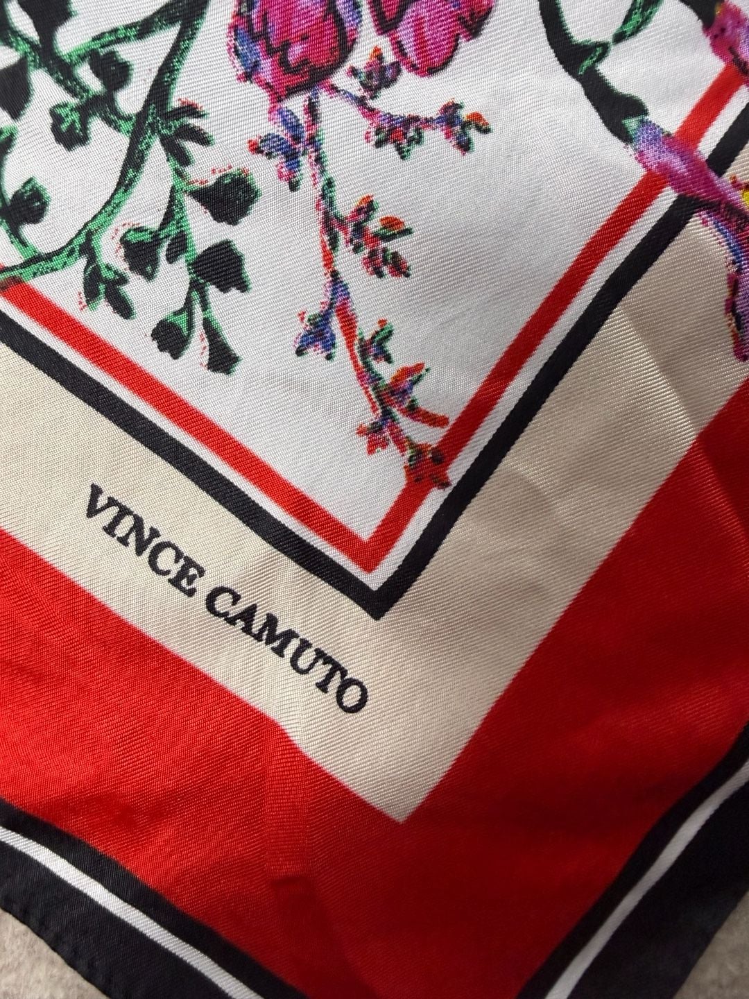 Vince Camuto Floral Print Square Silk Scarf red navy floral scarf 3
