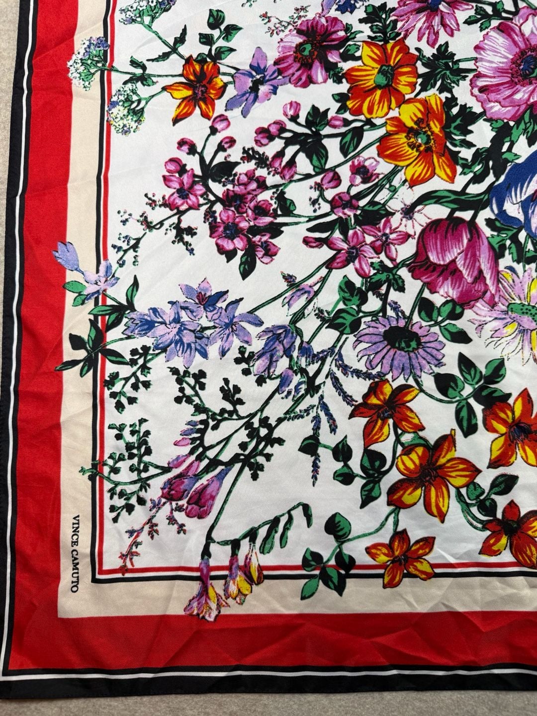 Vince Camuto Floral Print Square Silk Scarf red navy floral scarf 4
