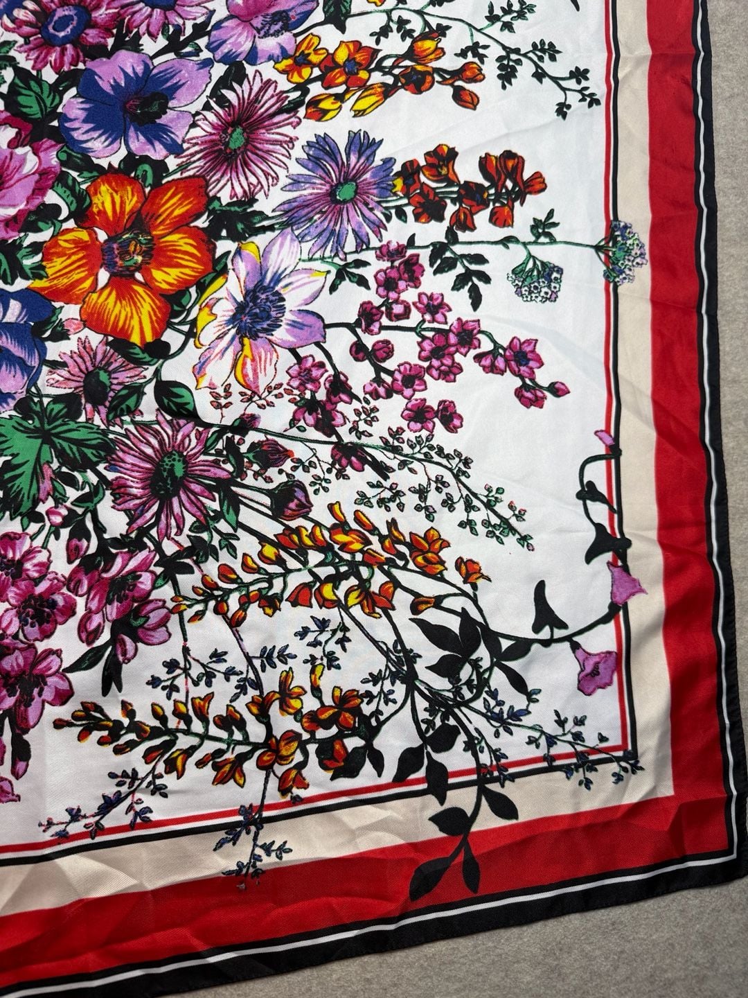 Vince Camuto Floral Print Square Silk Scarf red navy floral scarf 5