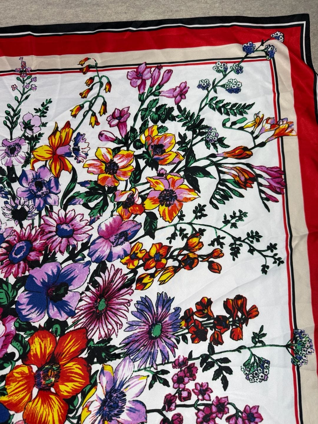 Vince Camuto Floral Print Square Silk Scarf red navy floral scarf 6
