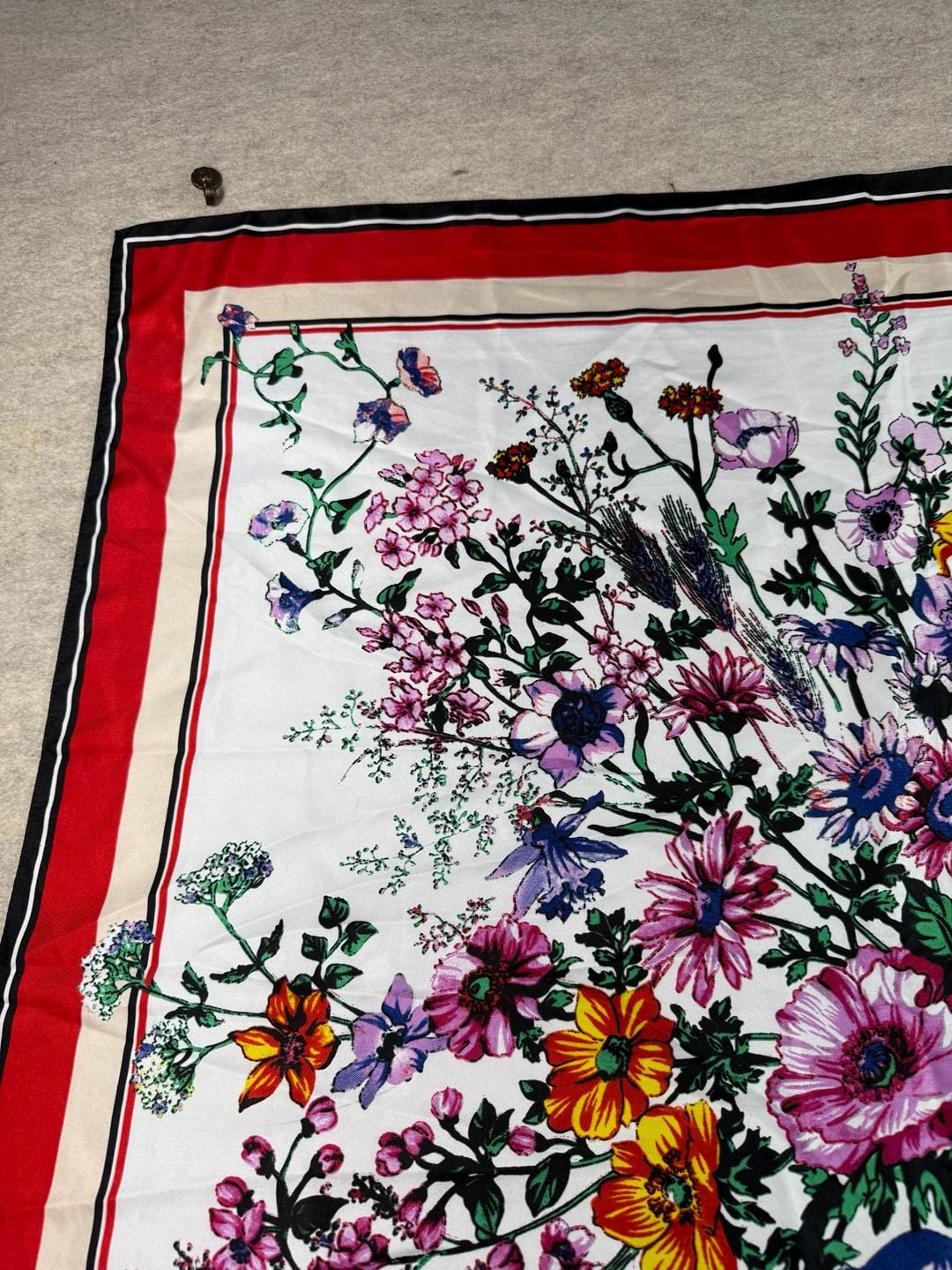 Vince Camuto Floral Print Square Silk Scarf red navy floral scarf 7