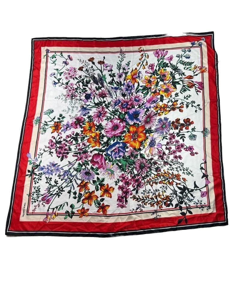 Vince Camuto Floral Print Square Silk Scarf red navy floral scarf 2
