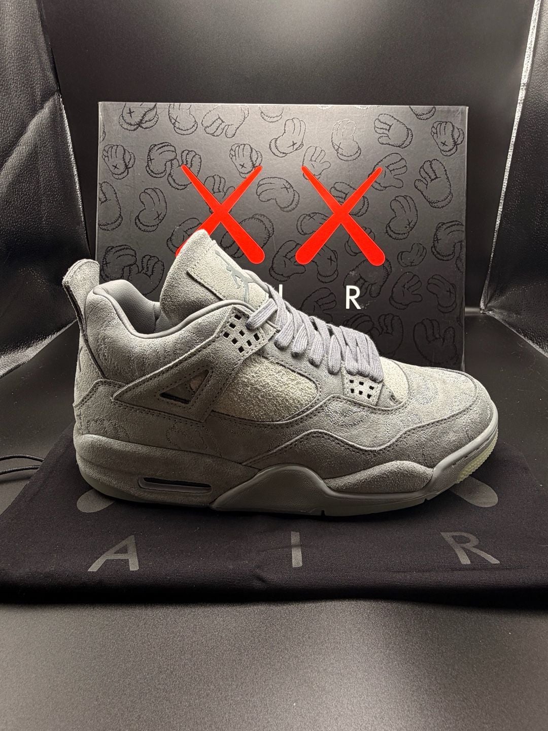 Jordan 4 Retro KAWS 'Cool Grey' Suede Sneakers 7