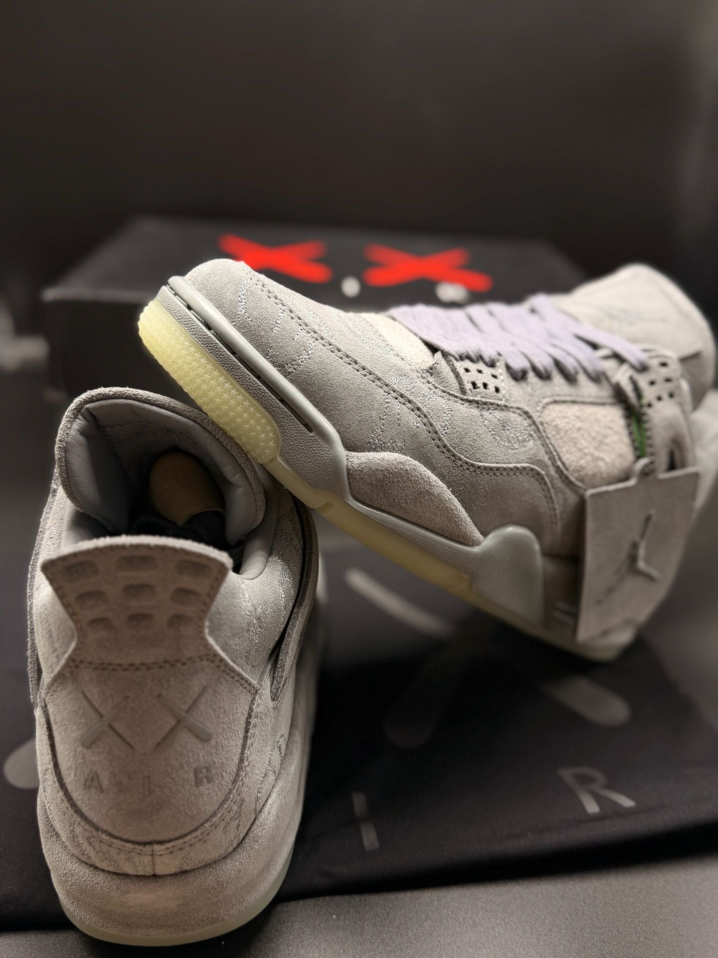 Jordan 4 Retro KAWS 'Cool Grey' Suede Sneakers 9