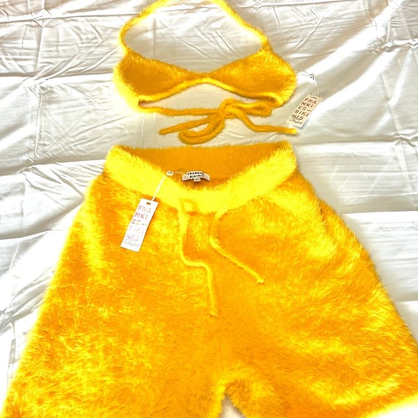 Frankie's Bikinis Rebel Fuzzy Top and Shorts Set in Sunshine