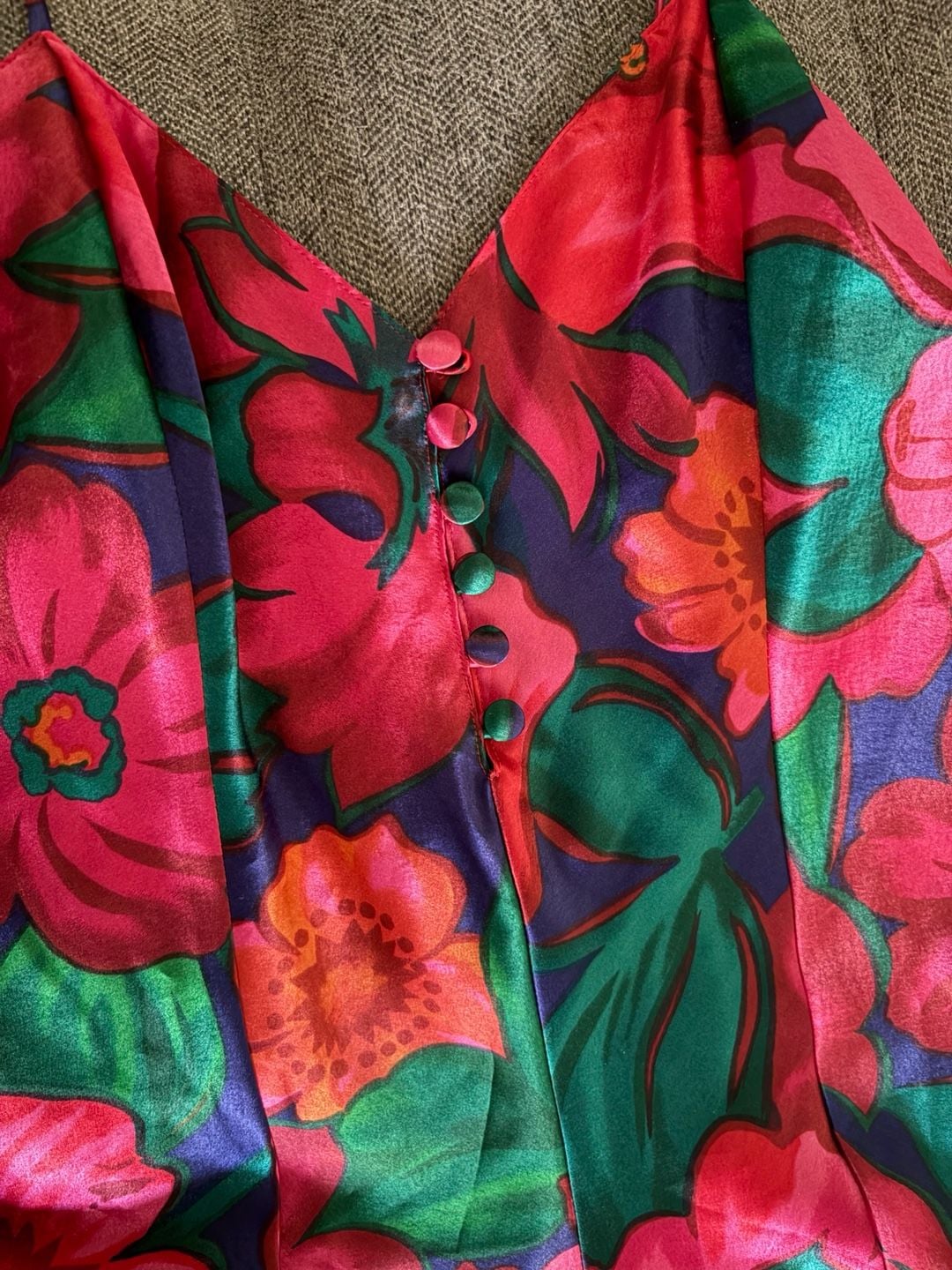Vintage Cacique Floral Satin Chemise Mini Lingerie Slip Dress 2