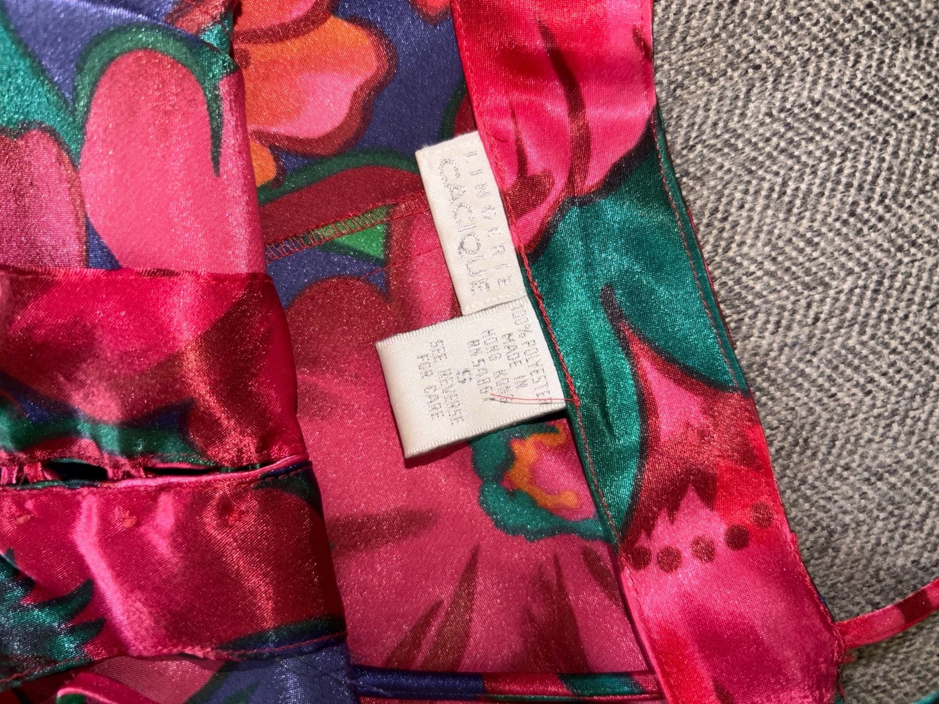 Vintage Cacique Floral Satin Chemise Mini Lingerie Slip Dress 3