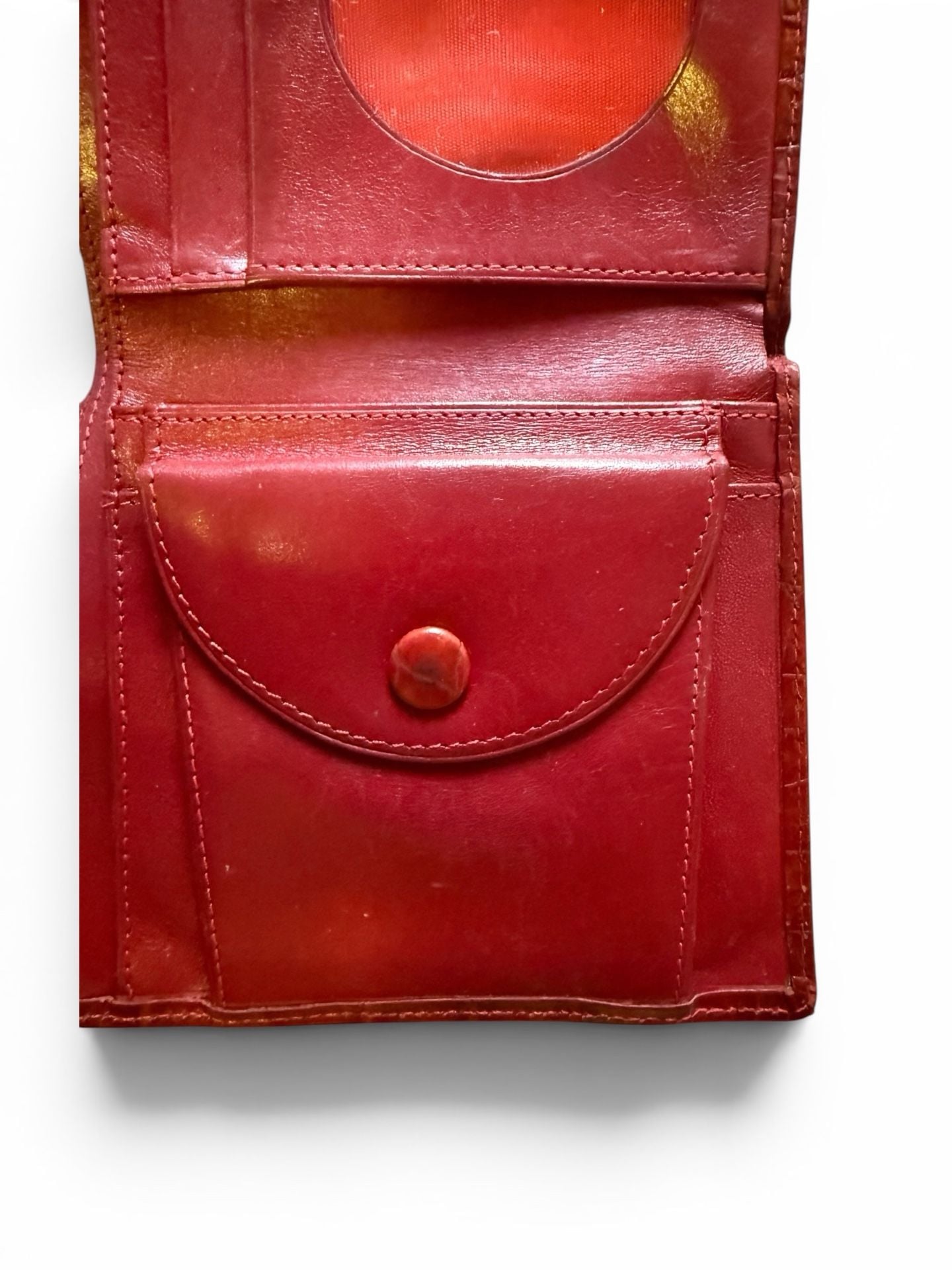 Gianni Versace Vintage Red Croc Embossed Leather Bifold Wallet Gold Medusa Clasp 8