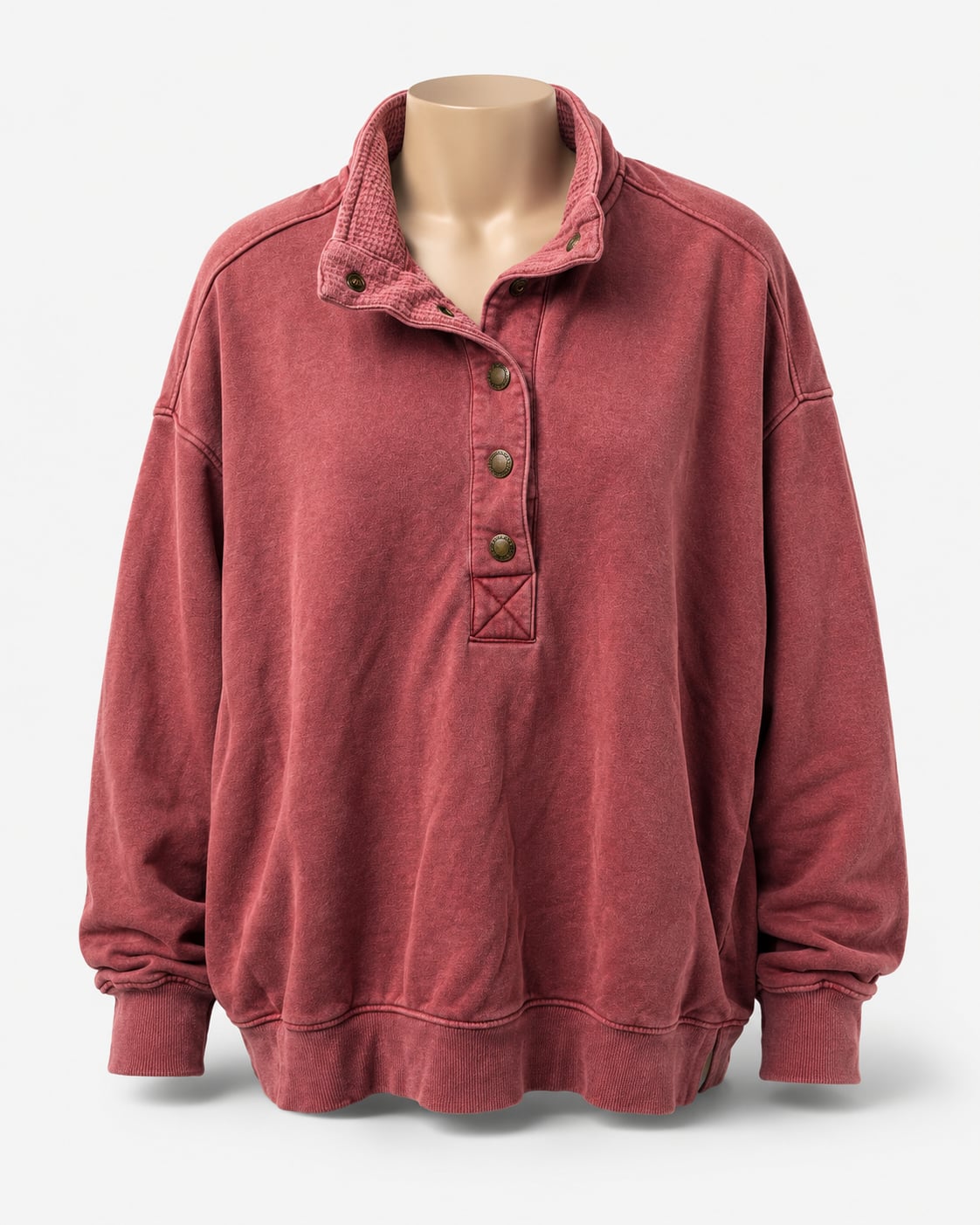 C&C California Sunwashed Long Sleeve Snap-Button Pullover Sweatshirt 2