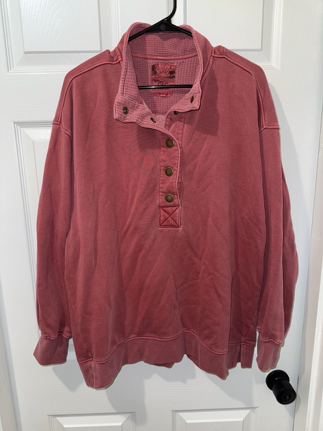 C&C California Sunwashed Long Sleeve Snap-Button Pullover Sweatshirt 3