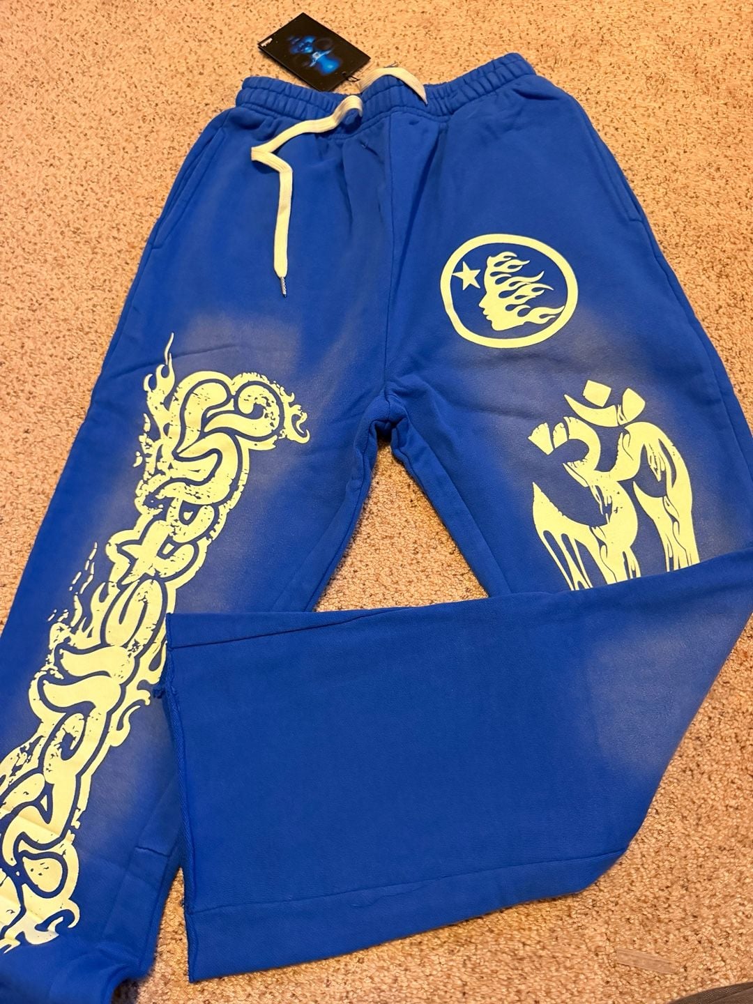 Hellstar Studios Racer Flare Sweatpants in Blue 1