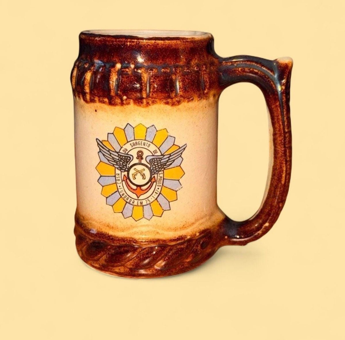 Vintage Cerâmica Pedreirense Casa do Sargento de São Paulo Ceramic Beer Stein 2