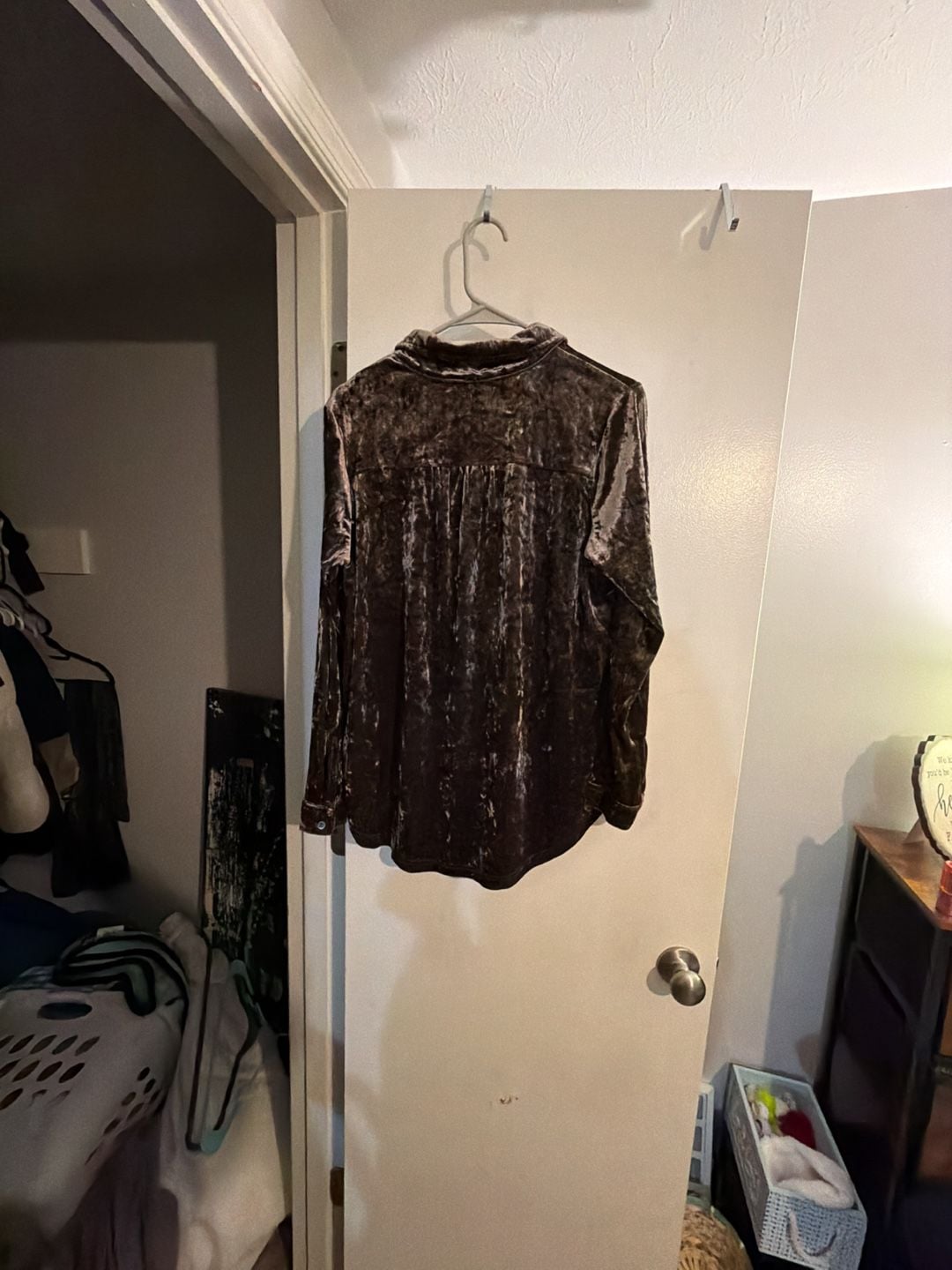 Belle by Kim Gravel Women's Long Sleeve Crushed Velvet Button-Down Shirt 5