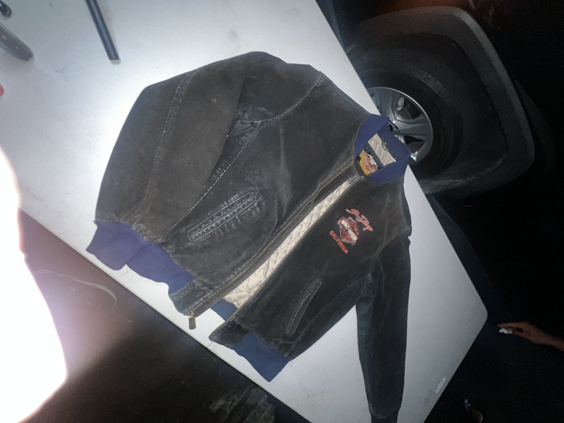 Vintage Harley-Davidson California Embroidered Suede Bomber Jacket 9