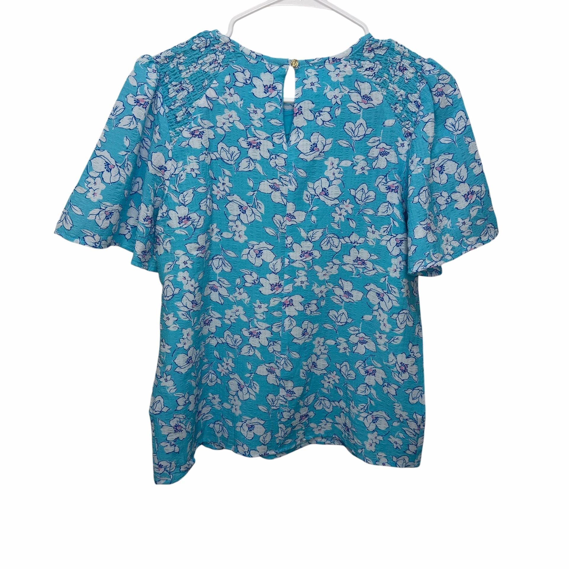 Draper James Women's Blue Floral Flutter Sleeve Blouse 4
