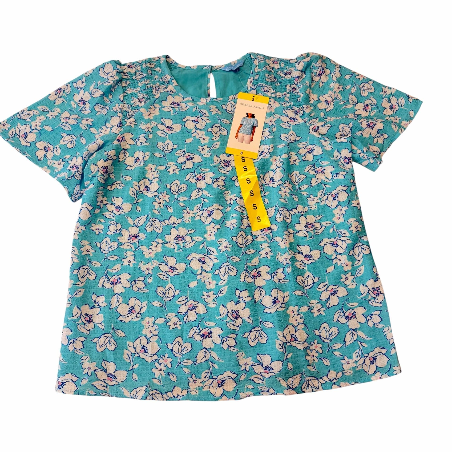 Draper James Women's Blue Floral Flutter Sleeve Blouse 5