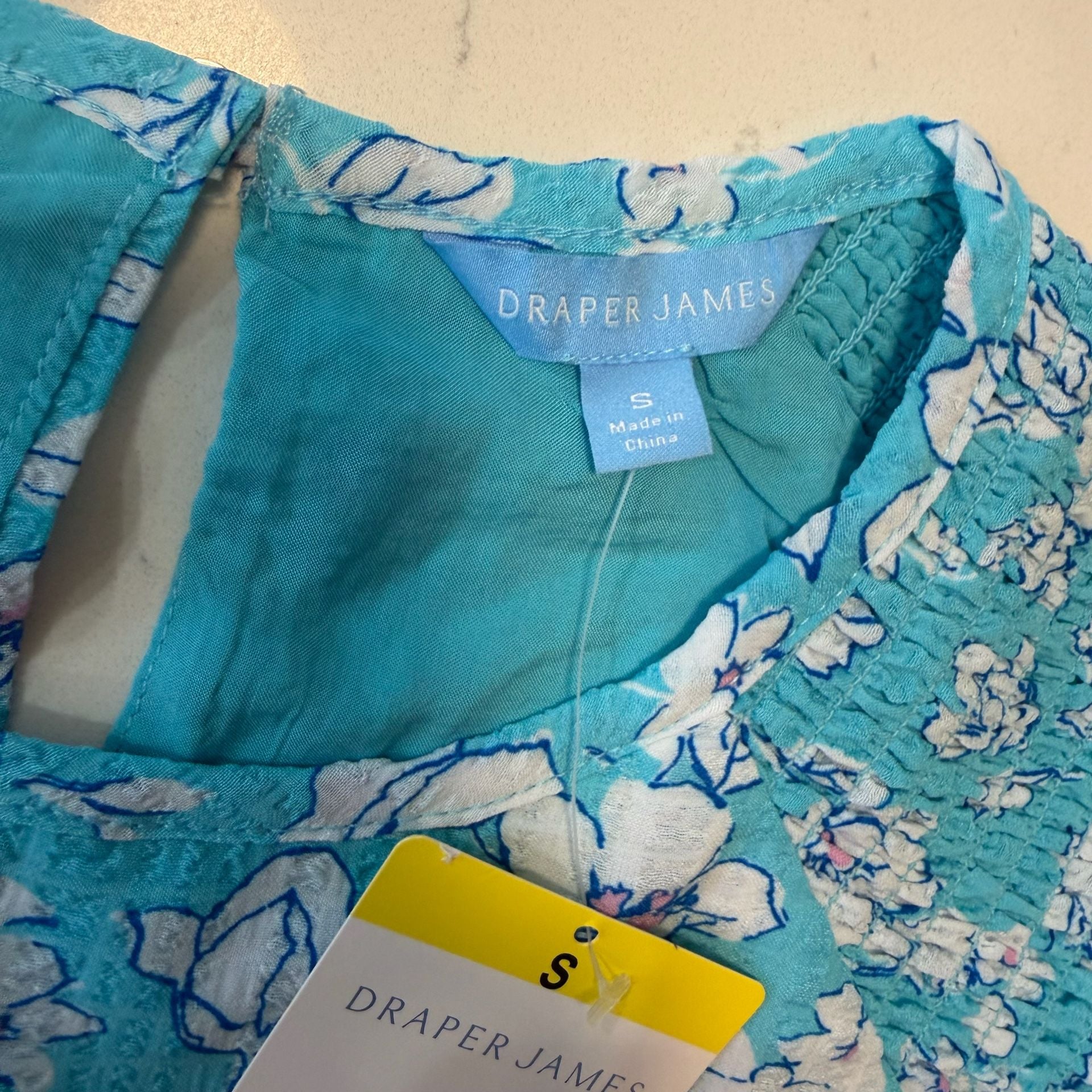 Draper James Women's Blue Floral Flutter Sleeve Blouse 6
