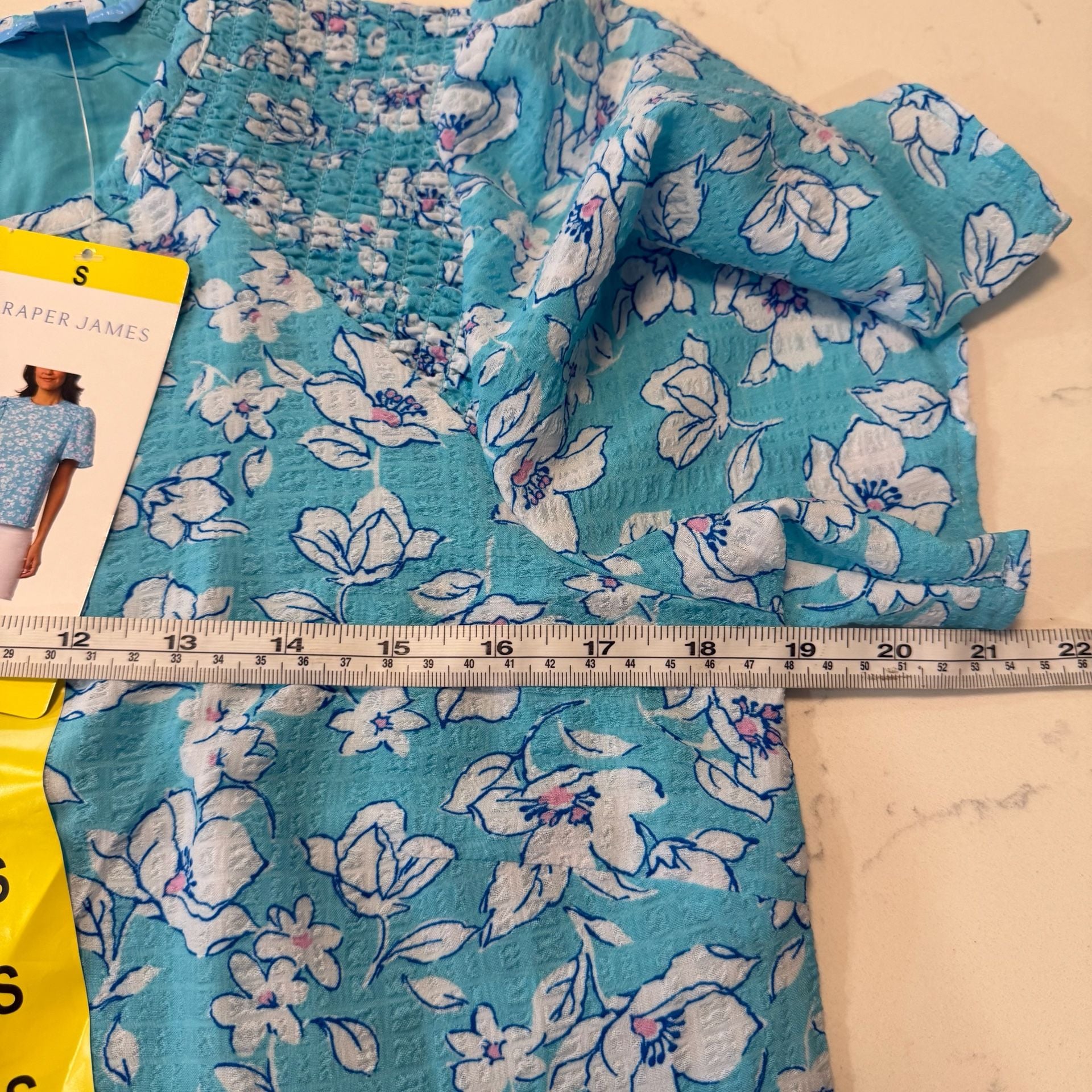 Draper James Women's Blue Floral Flutter Sleeve Blouse 9