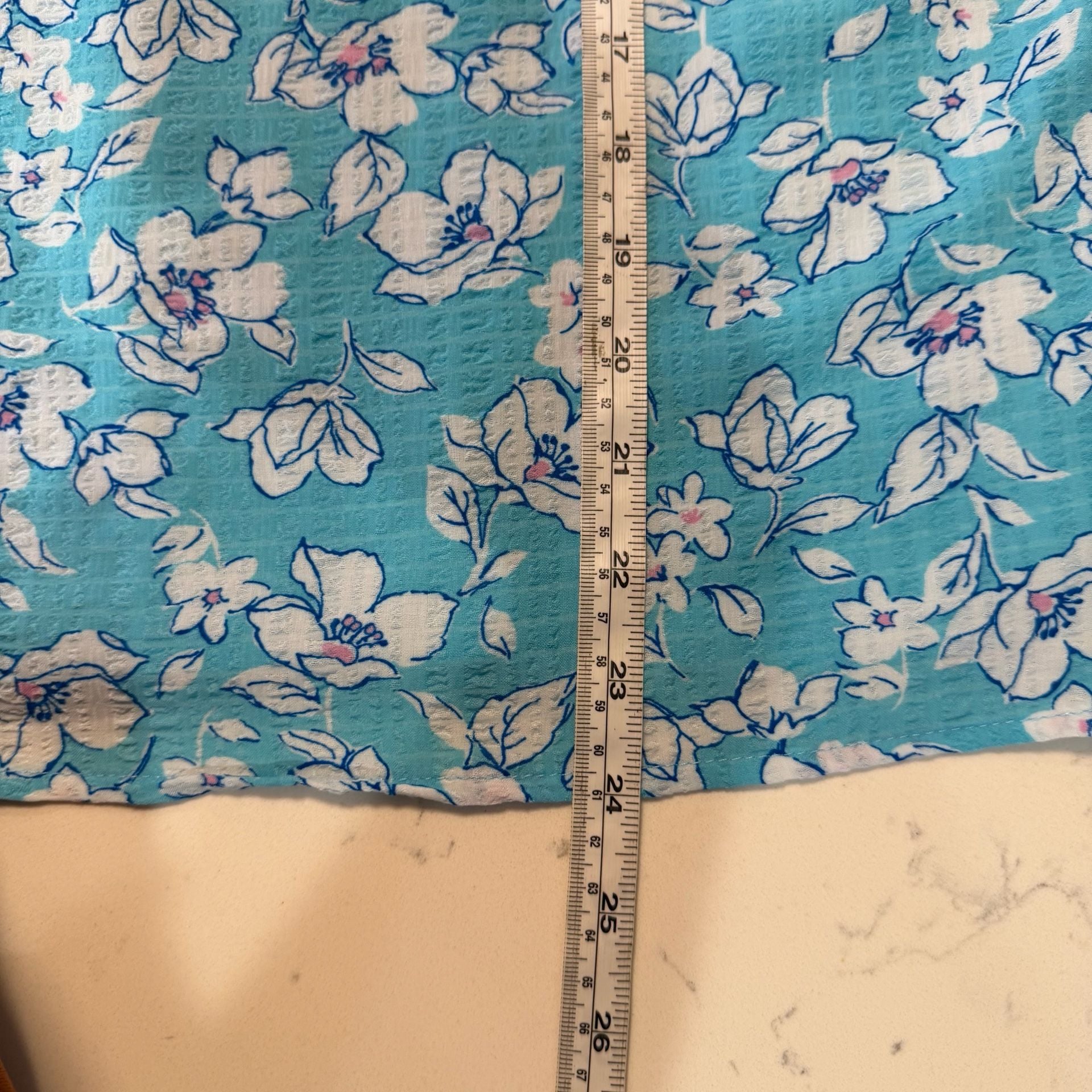 Draper James Women's Blue Floral Flutter Sleeve Blouse 10