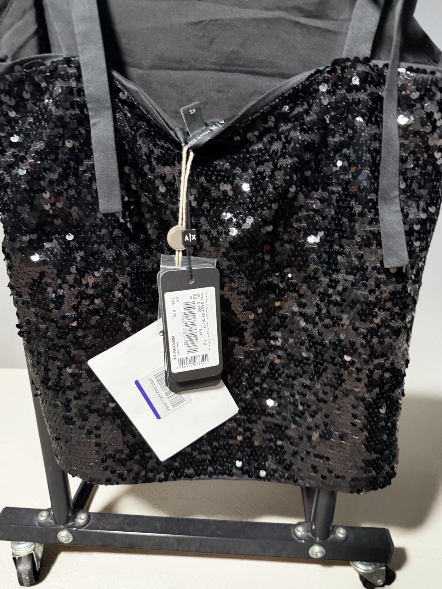 Armani Exchange Black Sequin Camisole Tank Top 2