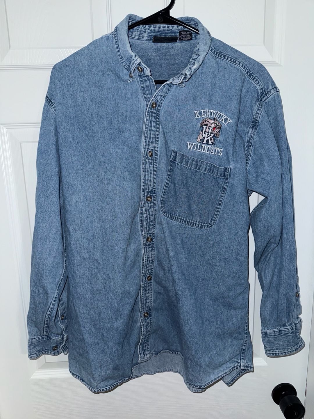 Vintage Planet Athletics Kentucky Wildcats Embroidered Denim Button-Down Shirt 2